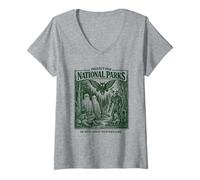Donna Protect Our National Parks Mothman Cryptid Weirdcore Horror Maglietta con Collo a V