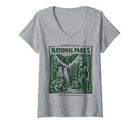 Donna Protect Our National Parks Mothman Cryptid Weirdcore Horror Maglietta con Collo a V
