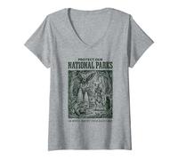 Donna Protect Our National Parks Mothman Cryptid Weirdcore Horror Maglietta con Collo a V
