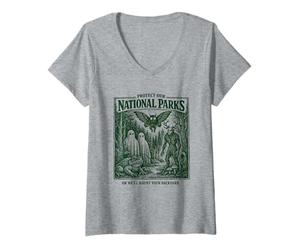 Donna Protect Our National Parks Mothman Cryptid Weirdcore Horror Maglietta con Collo a V