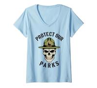 Donna Protect Our Partks! Park Ranger Skull National Parks Maglietta con Collo a V