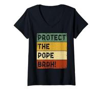 Donna Protect The Pope Brah Pope From America Chicago Pope Leo XIV Maglietta con Collo a V