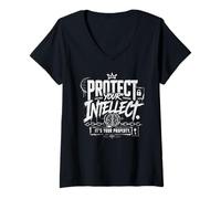 Donna Proteggi Il Tuo intelletto Graphic Design Maglietta con Collo a V