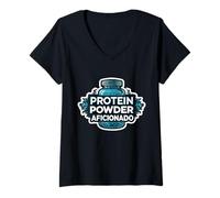 Donna Proteine in polvere Aficionado Supplemento Specialista Amante della palestra Maglietta con Collo a V