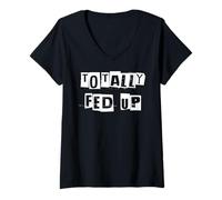 Donna Protesta Totalmente stufo Maglietta con Collo a V
