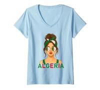 Donna Proud Algerian Girl Algeria Flag Algerian Girlfriend Wife Maglietta con Collo a V