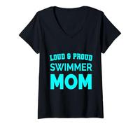 Donna Proud Freestyle Swim Mom Sport Design Gift azzurro Maglietta con Collo a V