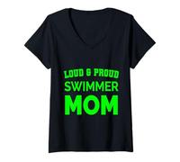 Donna Proud Freestyle Swim Mom Sport Design Gift verde chiaro Maglietta con Collo a V