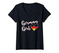 Donna Proud German Girl Germany Flag German Girlfriend Wife Maglietta con Collo a V