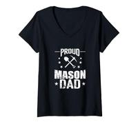 Donna Proud Mason Dad Edilizia Padre Massoneria Maglietta con Collo a V