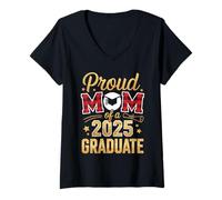Donna Proud Mom of A 2025 Graduate Mom Graduation Leopard Plaid Maglietta con Collo a V
