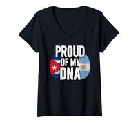 Donna Proud of My Dna Half Argentine Cuban Roots Cuba Maglietta con Collo a V