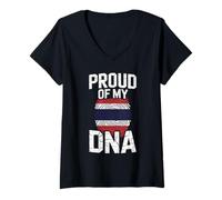 Donna Proud of My Dna Thai Roots Thailand Flag Maglietta con Collo a V