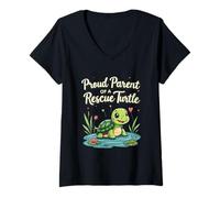 Donna Proud Parent of a Rescue Turtle Cute Animal Lover Maglietta con Collo a V