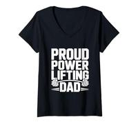Donna Proud Powerlifting Dad è Il più Forte sostenitore della Vita in Palestra Maglietta con Collo a V