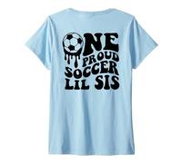 Donna Proud Soccer Lil Sis - Palla da Calcio a Goccia sul Retro Maglietta con Collo a V