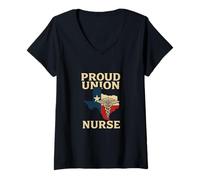 Donna Proud Union Nurse Texas Flag RN Labor Rights Design Maglietta con Collo a V