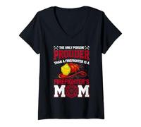 Donna Prouder Than A Firefighter Is A Firefighter's Mom Maglietta con Collo a V