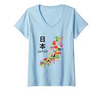 Donna Proudly from Japan, Cool Japan Culture Map Graphic Designs Maglietta con Collo a V