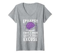Donna Prova di consapevolezza dell'epilessia Ho Un Regalo Brain Maglietta con Collo a V
