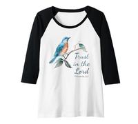 Donna Proverbs 3:5 Trust in The Lord - Women Girls Bird (White) Maglia con Maniche Raglan