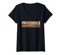 Donna Providence Rhode Island Vintage Stile Anni '70 Maglietta con Collo a V