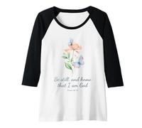 Donna Psalm 46:10 Be Still & Know - Women Girls Butterfly (White) Maglia con Maniche Raglan