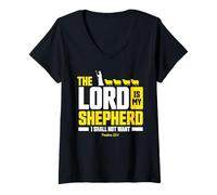 Donna Psalms 23:1 The Lord Is My Shepherd Christian Wear Maglietta con Collo a V
