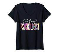 Donna Psicologo Scolastico Tie Dye Back To School apprezzamento Maglietta con Collo a V