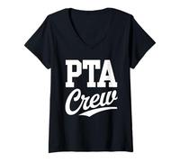 Donna PTA Crew Comunità Genitori Insegnanti Spirito Scuola Maglietta con Collo a V