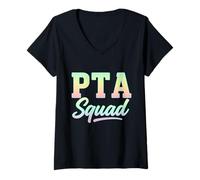 Donna PTA Squad Parent Teacher Association Back to School Teacher Maglietta con Collo a V