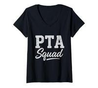 Donna PTA Squad Parent Teacher Association Back to School Teacher Maglietta con Collo a V