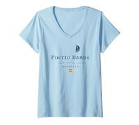 Donna Puerto Banús Marbella Yacht Club Marina Spagna Bandiera Vela Maglietta con Collo a V