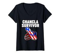 Donna Puerto Rico Chancla Survivor Maglietta con Collo a V