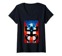 Donna Puerto Rico Coqui Taino Design Bandiera Puertoricana per Boricuas Maglietta con Collo a V