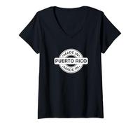 Donna Puerto Rico Home - Made in Puerto Rico Funny Label - Classic Maglietta con Collo a V