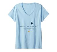 Donna Puerto Rico Marina Gran Canaria Yacht Club Spagna Vela Maglietta con Collo a V