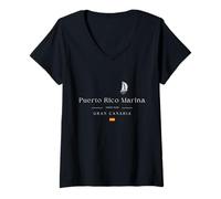 Donna Puerto Rico Marina Gran Canaria Yacht Club Spagna Vela Maglietta con Collo a V