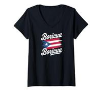 Donna Puerto Rico National Flag Island San Juan Boricua Maglietta con Collo a V