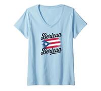 Donna Puerto Rico National Flag Island San Juan Boricua Maglietta con Collo a V