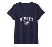 Donna Puerto Rico Pride Oak Heart Flag 787 Prefisso Maglietta con Collo a V
