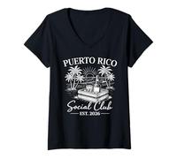 Donna Puerto Rico Social Club EST. 2026 Maglietta con Collo a V