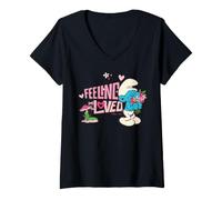 Donna Puffetta Puffetta San Valentino Feeling Loved Heart Classic Maglietta con Collo a V