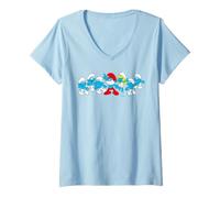 Donna Puffi Big Papa Puffetta Team Dancing Happy Classic Vibes Maglietta con Collo a V