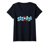 Donna Puffi Big Papa Puffetta Team Dancing Happy Vibes Classico Maglietta con Collo a V