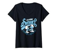 Donna Puffi College Varsity Team Sport Fair Play Divertimento Tendenza Maglietta con Collo a V
