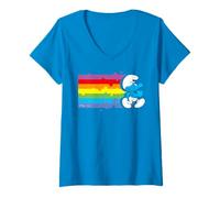 Donna Puffi Rainbow Adventure Outdoor Explorer Retro Fun Memories Maglietta con Collo a V