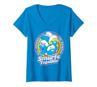 Donna Puffi Rainbow Family Team Stronger Classic Insieme Amici Maglietta con Collo a V