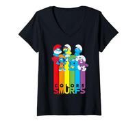 Donna Puffi Rainbow Team Colors Crazy Friends Party BFF Classico Maglietta con Collo a V