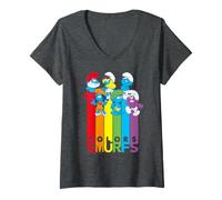 Donna Puffi Rainbow Team Colors Crazy Friends Party Classico BFF Maglietta con Collo a V